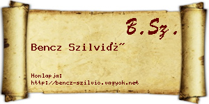 Bencz Szilvió névjegykártya
